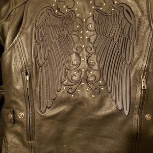 Ladies leather biker jacket